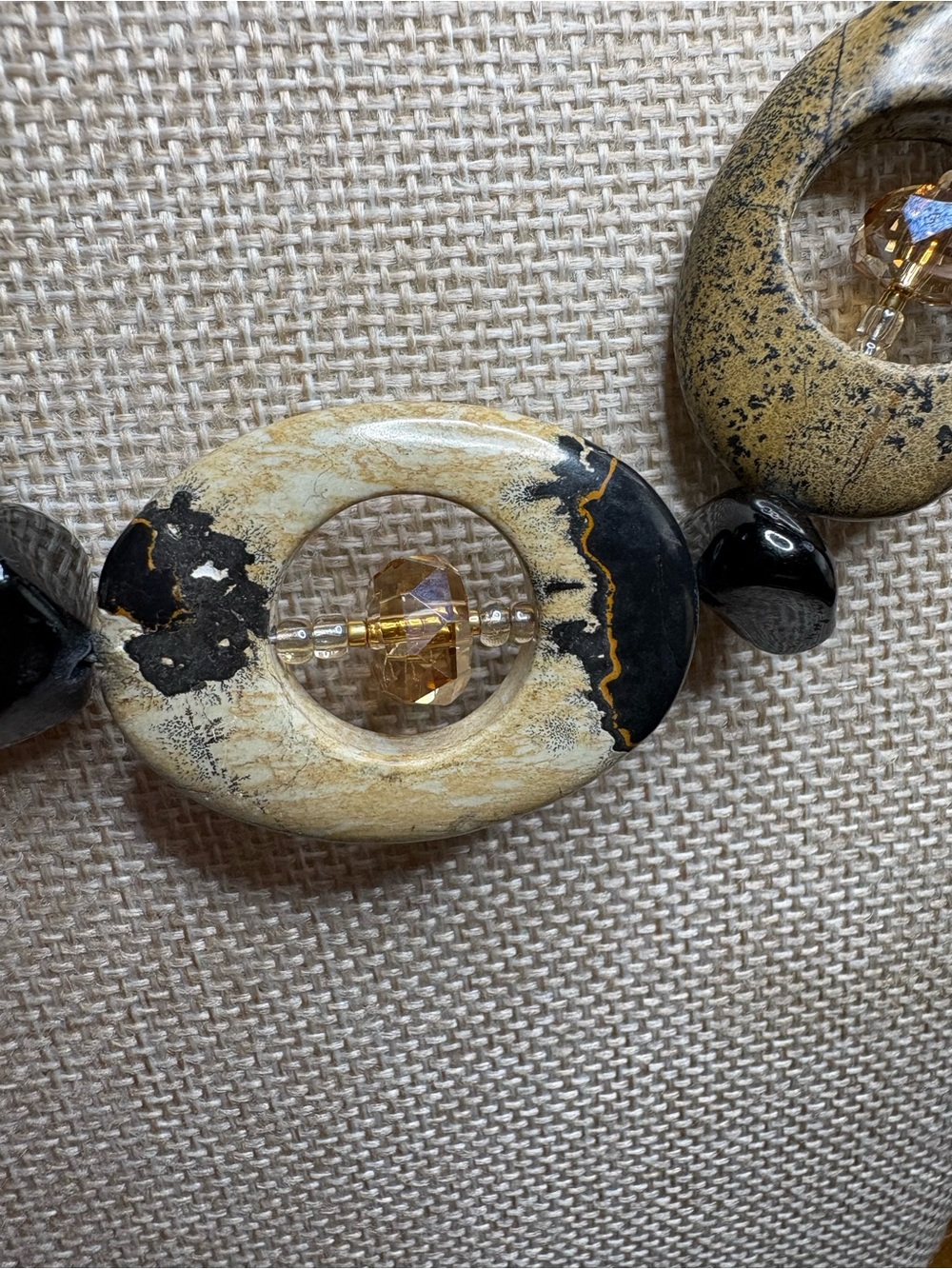 Picture Jasper, Black Onyx & Champagne Crystal Statement Collar Necklace | 16–20 - Picture 5 of 7